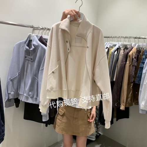VENIR-A韩国正品东大门 26秋新款双拉链立领通勤百搭卫衣外套女