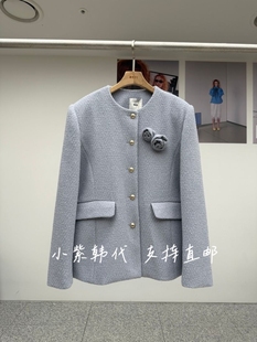 MADE-P韩国东大门代购26春新款女装圆领单排扣小香风短外套女