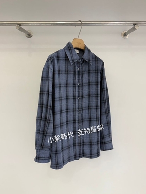 包邮TOOGOOD韩国东大门 代购26春新款女装翻领系扣格子长袖衬衫女