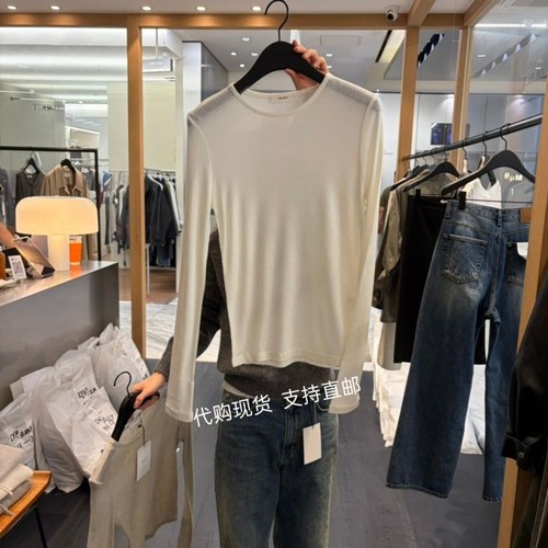 包邮OBJECT韩国正品东大门 26秋新款纯色净版百搭圆领长袖T恤女