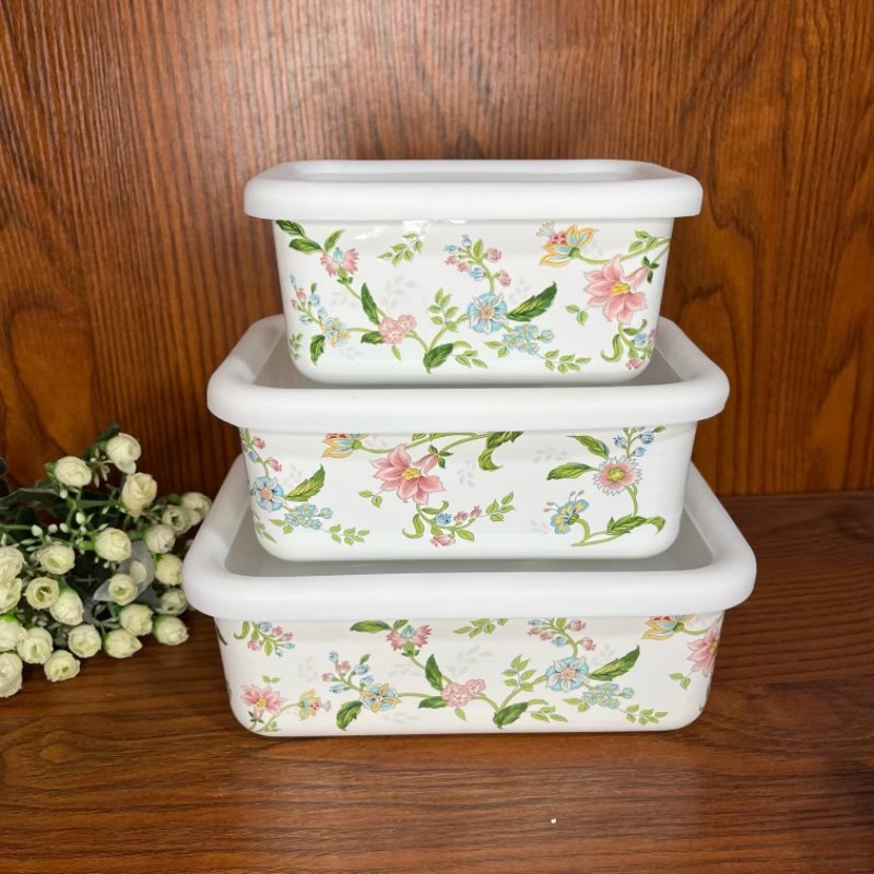 珐琅搪瓷加厚保鲜盒露营便当盒带盖泡面盒水果沙拉盒可直火加热,餐饮具,保鲜盒,淘宝优惠券,粉丝福利购,淘宝优惠卷