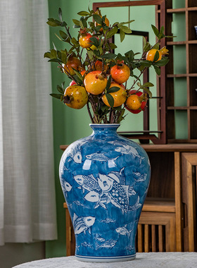 青花瓷陶瓷家居新中式插花瓶手绘