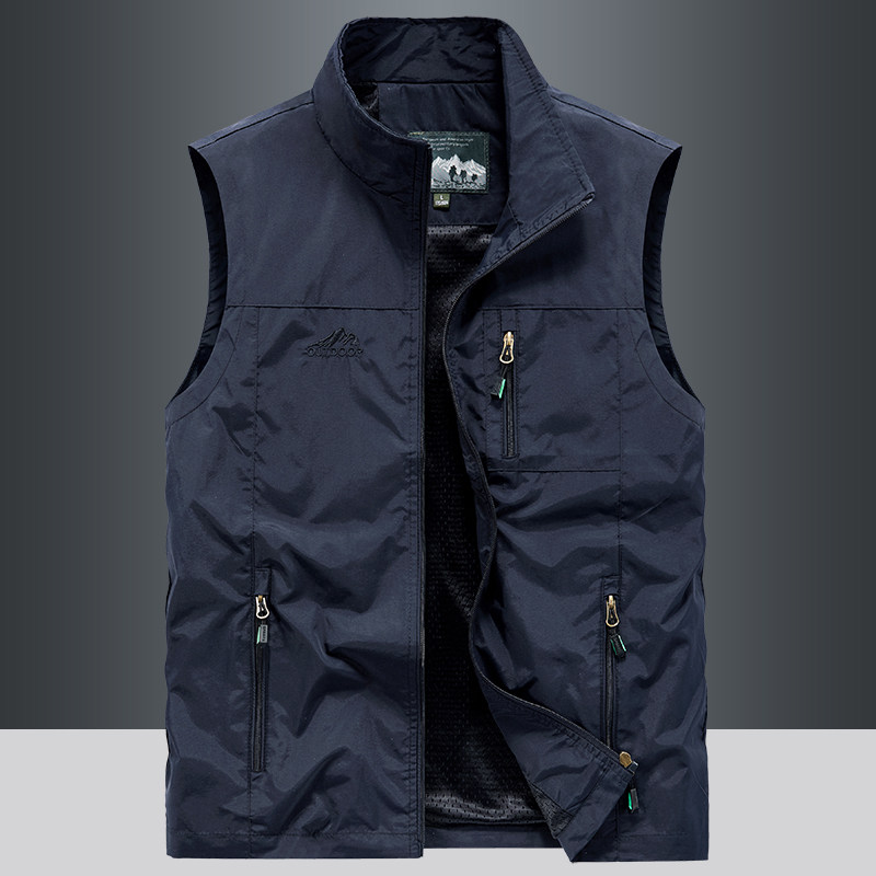 AUTUMN AND WINTER REVERSIBLE WEAR THICKENED FLEECE VEST MENS FISHING SHOULDER OUTDOOR QUICK-DRYING FLEECE HORSE CLIP STAND-UP COLLAR VEST
