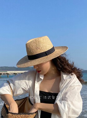 ［景明］春夏新款百搭法式田园风度假大檐旅行遮阳草帽女宽檐出游