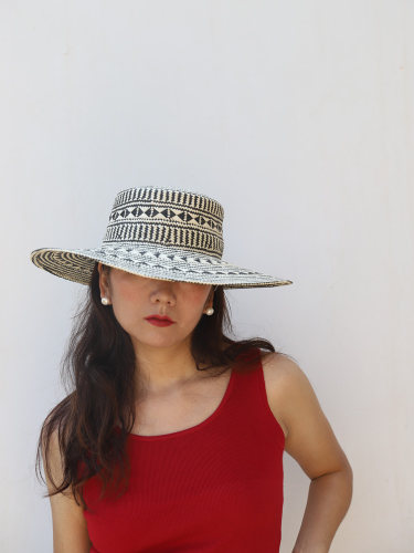 草帽度假法式女春夏平檐花编帽子