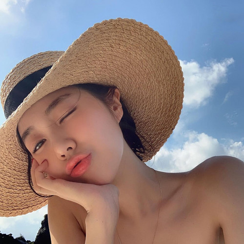 草帽出游法式女春夏平檐大檐帽子