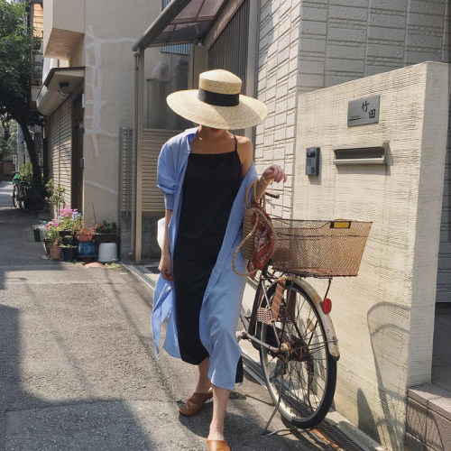 旅行遮阳帽草帽大檐法式平檐春夏