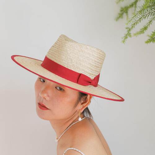 逛街帽子草帽女蝴蝶结法式大檐