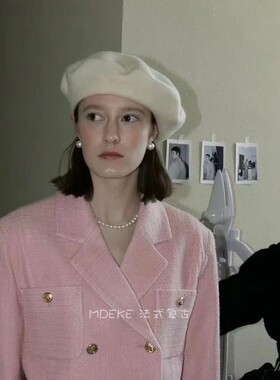 mdeke颂歌 大版型澳洲羊毛呢贝雷帽秋冬新款画家帽ins风法式复古