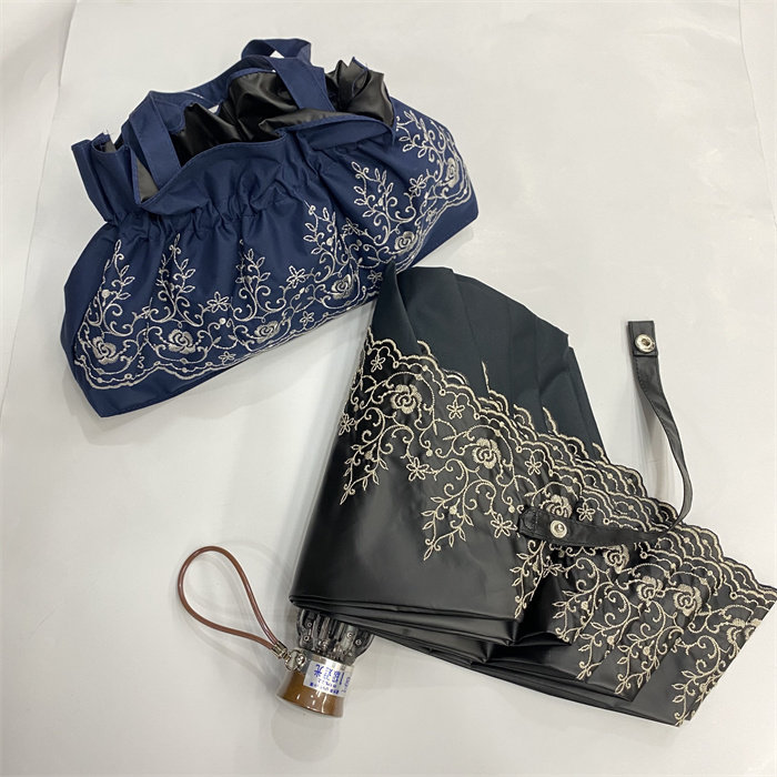 日本遮阳伞刺绣贴膜三节降温高雅