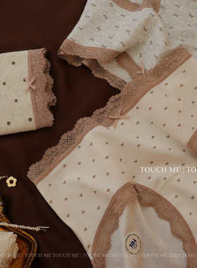 touchme法式甜美蕾丝边爱心圆点纯棉内裤女透气裸感抑菌中腰3条装