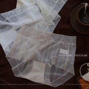 touchme法式性感半透朦胧软纱蕾丝内裤女超薄透气纯棉抑菌裆3条装