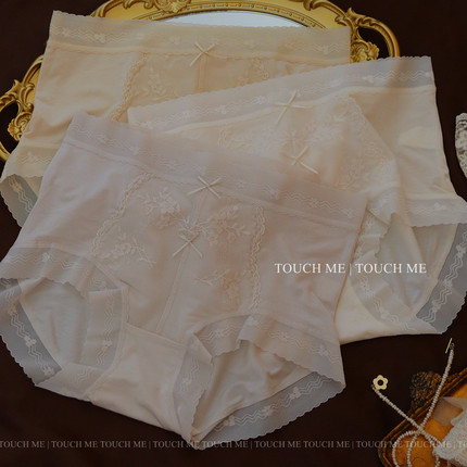 touchme性感蕾丝莫代尔高腰收腹内裤女透气裸感抑菌纯棉裆包臀3条
