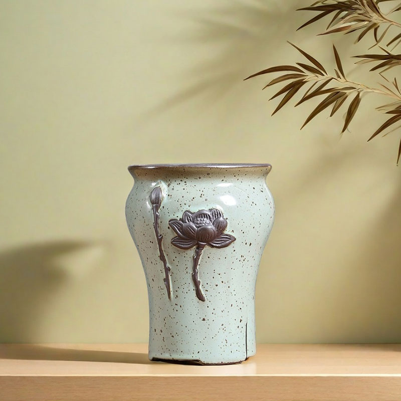 荷花老桩多肉花盆陶瓷家用小绿植粗陶陶盆控根陶土盆清仓特价花盘