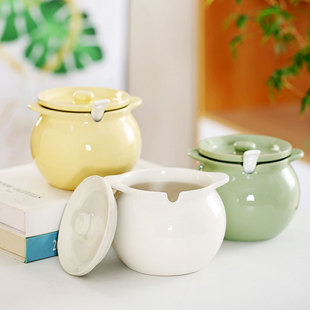 猪油罐家用陶瓷带盖带把手耐高温油泼辣子专用大号辣椒油调料罐子