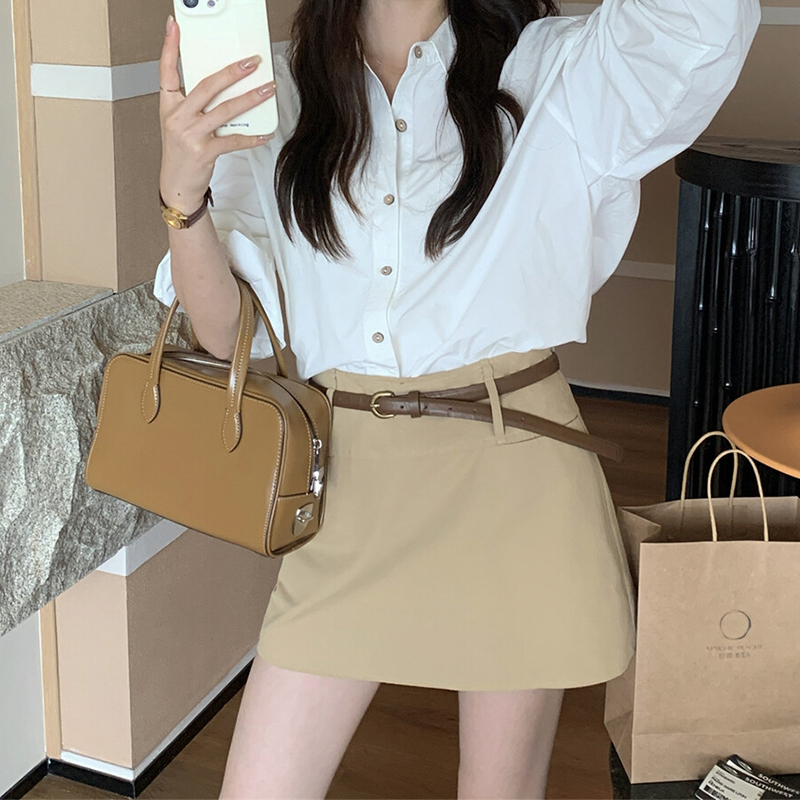 咖啡色半身裙女百搭气质显瘦短裙