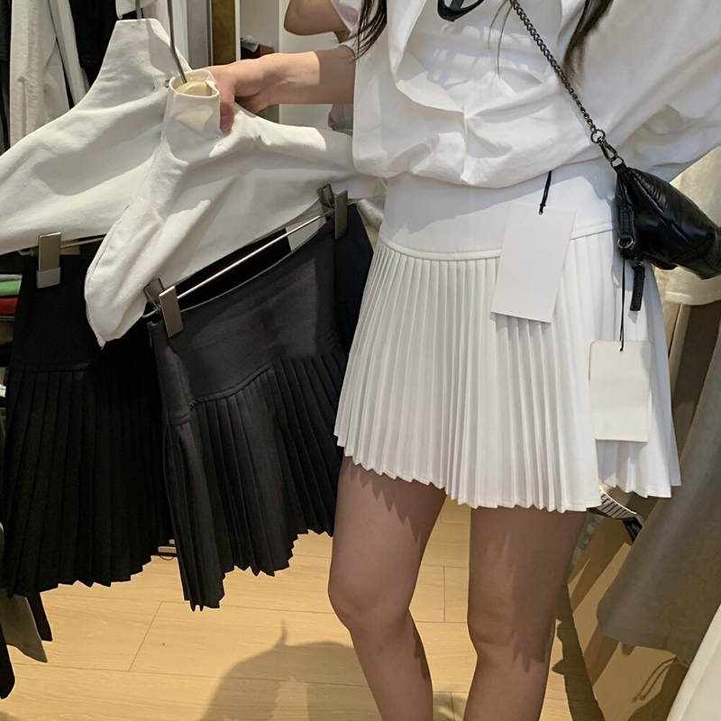 白色百褶裙半身裙女2025春新款韩版高腰显瘦百搭a字裙短裙子黑色