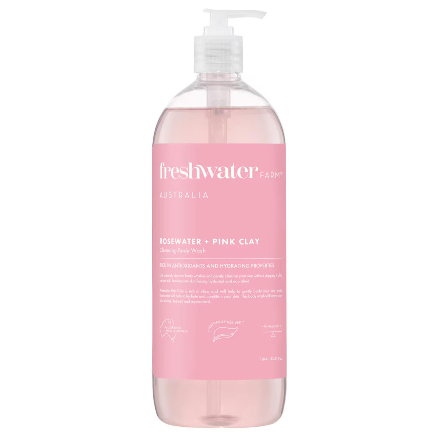 Freshwater Farm Australia Rosewater & Pink Clay Body Wash 1L - 实物图