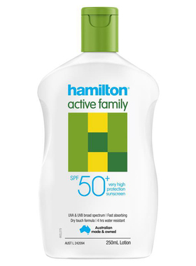 澳洲 Hamilton Sun SPF 50+ Active Family Lotion 250ml 防晒霜
