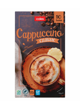 Coles Coffee Cappuccino 132g  10 Pack 速溶咖啡 澳洲代购