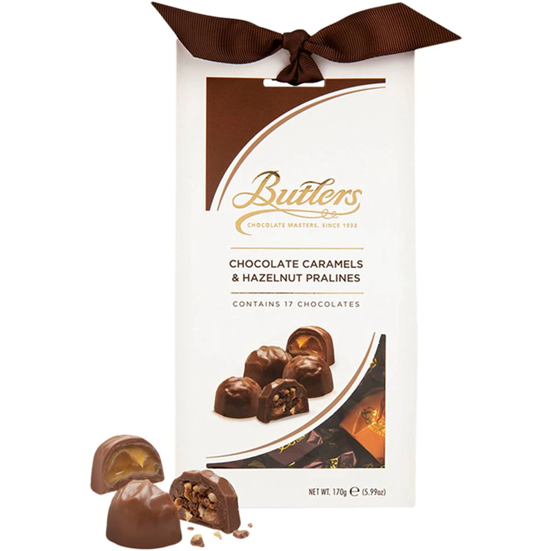 Butlers Chocolate Caramels & Hazelnuts Pralines 170g焦糖榛子 零食/坚果/特产 牛奶巧克力 原图主图