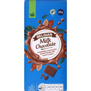 Chocolate Block 190g Woolworths 澳洲代购 Milk 巧克力 Belgian