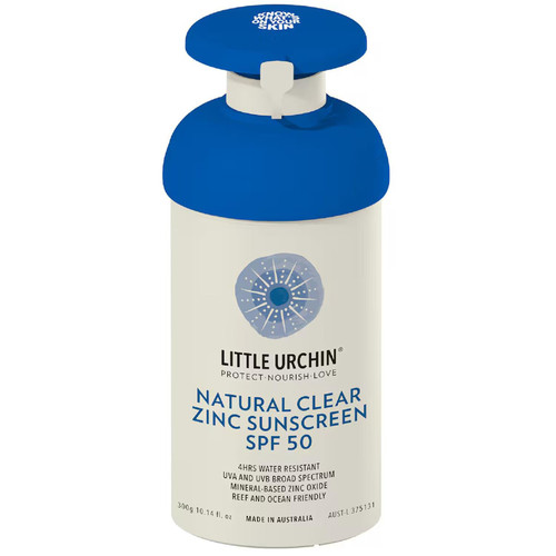 Little Urchin SPF50 Natural Clear Zinc Sunscreen Pump 300g