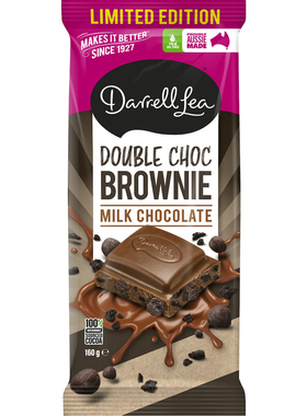 Darrell Lea Double Choc Brownie Milk Chocolate Block 160g