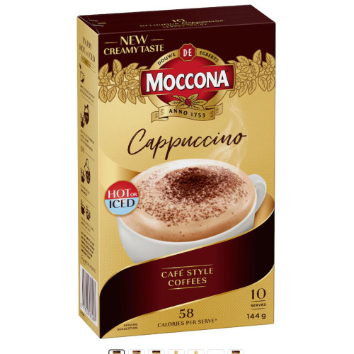 Moccona Coffee Sachets Cappuccino 10 pack 144g 速溶咖啡 澳洲