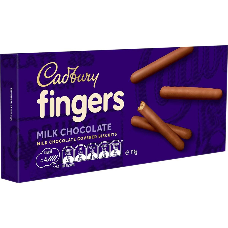 澳洲Cadbury Fingers Milk Chocolate吉百利牛奶巧克力手指饼114g