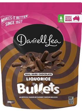 Darrell Lea Dark Chocolate Liquorice Bullets 甘草味黑巧 204g