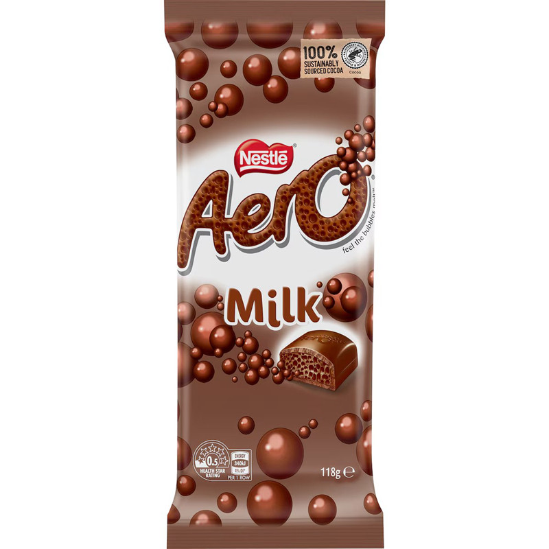 nestle aero milk chocolate block 118g 雀巢牛奶巧克力澳洲代购