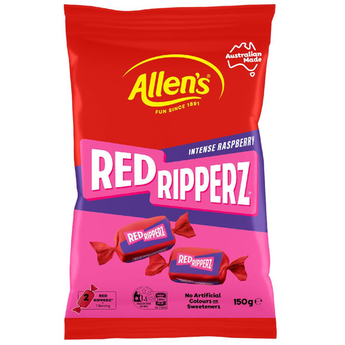 Allen's Red Ripperz Lollies Intense Raspberry 150g 糖果 澳洲