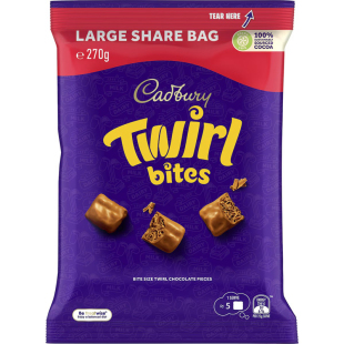 Cadbury Twirl Milk Chocolate Bites Large 270g 巧克力澳洲代购