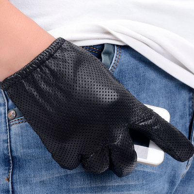 骑车冬季羊皮男式薄款可触手套