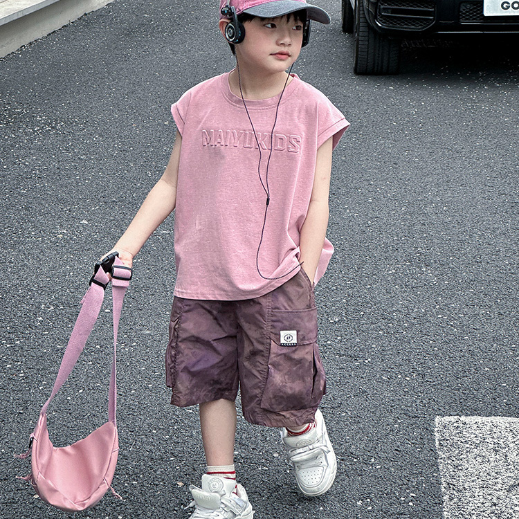 男童背心套装夏季2025新款潮牌儿童夏装中大童无袖短裤两件套痞帅