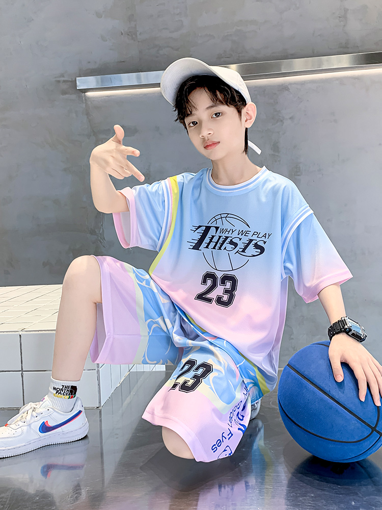 儿童装男童夏装套装2025新款夏季篮球服夏款中大童运动帅气男孩潮