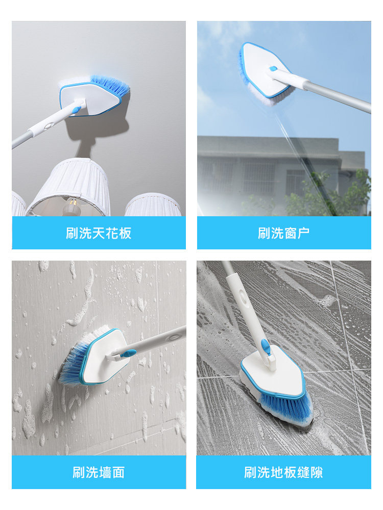 일본 AISEN 긴 손잡이 단단한 바닥 브러시 욕실 타일 스케일 제거 청소 브러시 ??욕실 바닥 브러시