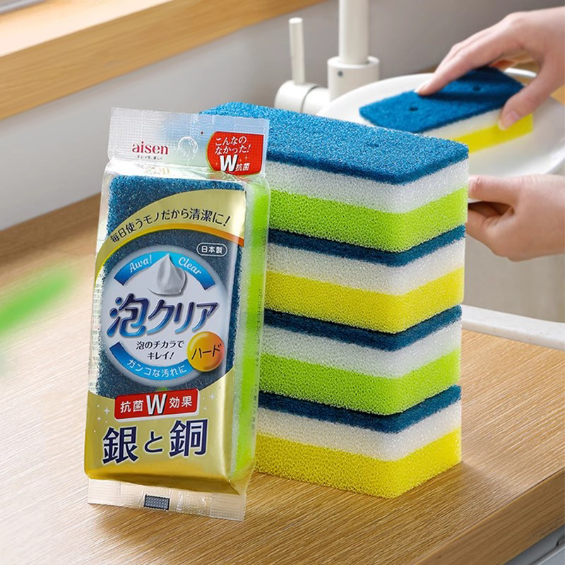 日本进口菌洗碗海绵擦耐用海绵刷厨房专用清洁百洁布刷碗杯子加厚