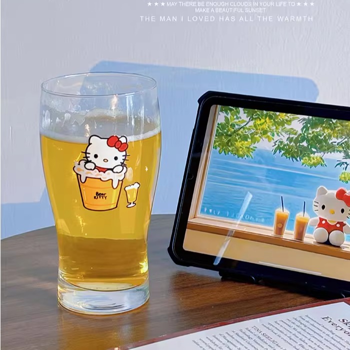 【beer kitty】原创ins玻璃酒杯家用喝水杯酒馆精酿啤酒杯品脱杯