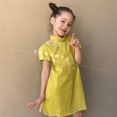 清仓 儿童旗袍连衣裙宝宝国潮服 女童旗袍棉锦珠光闪小童夏款