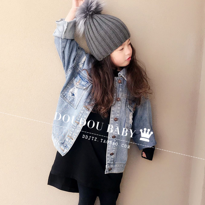女童牛仔外套2019新款秋冬装儿童破洞牛仔外套男童帅气宽松牛仔衣在类目 童装/婴儿装/亲子装, 外套/夹克/大衣, 普通外套中 - 来自Buy2taobao.com提供专业的淘宝代购服务