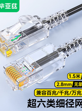 毕亚兹 超六类网线细线CAT6A类无氧铜万兆高速成品黑色连接线WX21