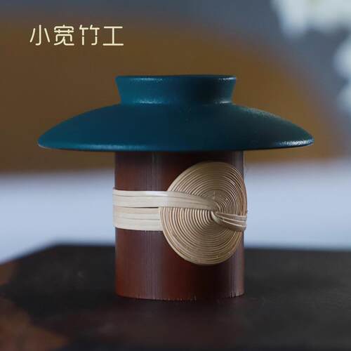 小宽竹工竹盖置茶壶托盖手工编织