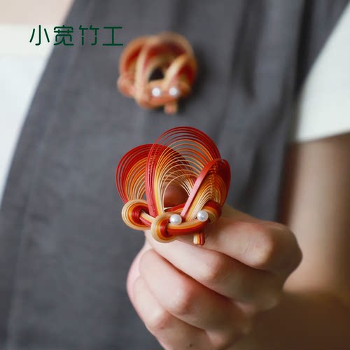 新中式婚礼竹编胸针胸花手工非遗