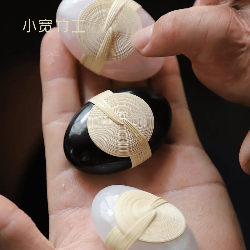 小宽竹工水晶藤编镇纸石非遗竹编