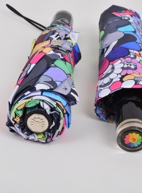 村上隆自动笑脸黑胶品牌遮阳防晒太阳伞晴雨伞两用学生男女款礼盒