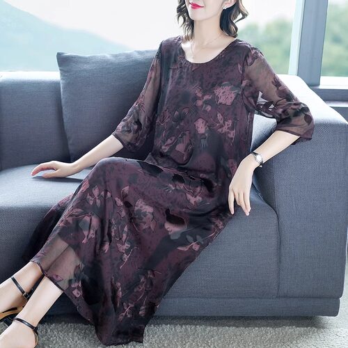 桑蚕丝真丝连衣裙2025夏季大码
