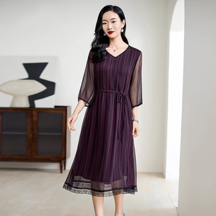 设计感妈妈显瘦温柔优雅裙子气质2025年夏季 新款 高级连衣裙女中袖