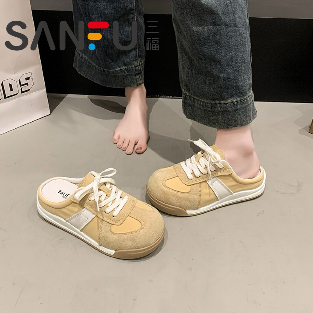 三福正品厚底增高包头半拖德训鞋